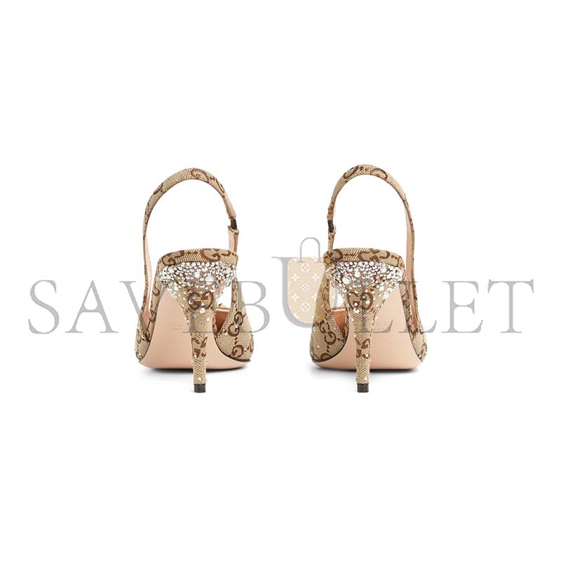 GUCCI WOMEN'S SLINGBACK PUMP WITH CRYSTAL HORSEBIT 812176  